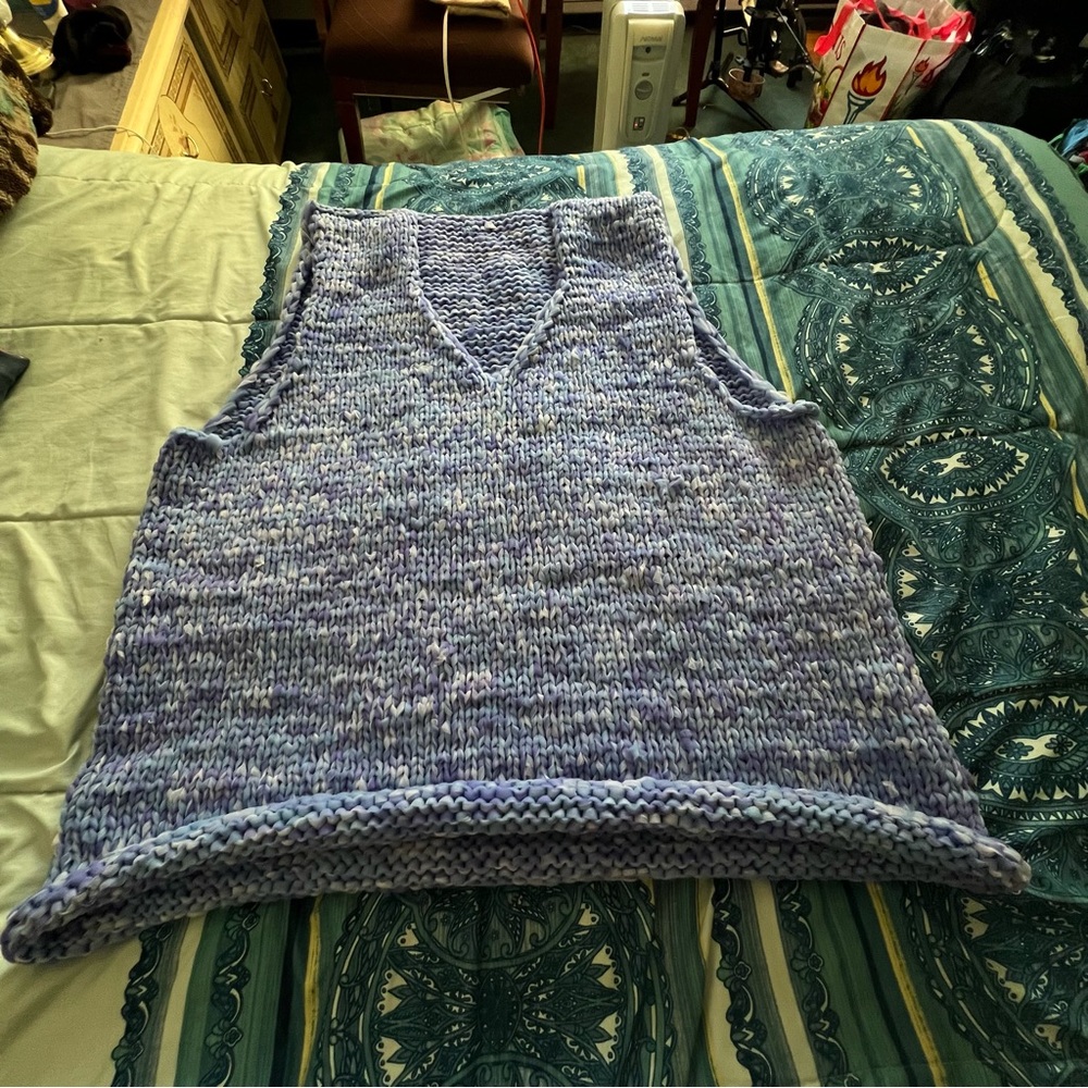Men's V-Neck Blue Knit Sweater Vest